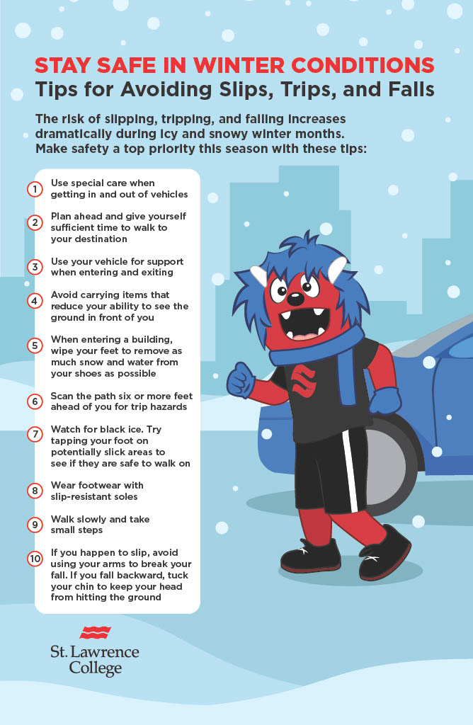 Poster on tips to avoid slips, trips and falls