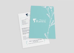 The front and back menu covers for the Wayward Raven