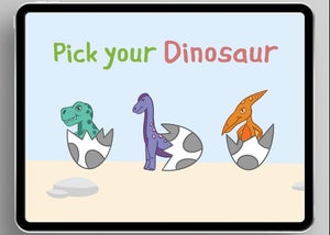 The dinosaur selection page featured on the app