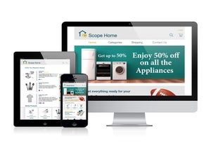 Multiple pages showing the different breakpoints of Scope Home