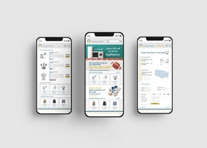 Different pages from Scope Home featured at the mobile breakpoint