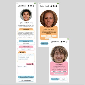 Various profile pages featured on the LetterHead app