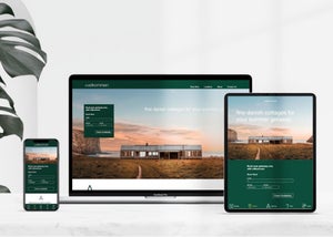 The landing page for Avelkommen at various breakpoints