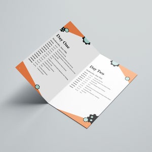 The schedule spread from the booklet for the Built by Bots conference