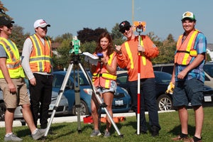 civil engineering students in safety vests