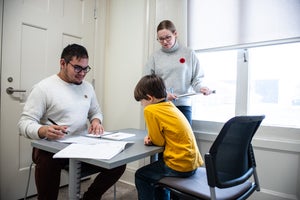 Students conducting an assessment