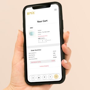 The cart page featured on the IPSY website at the mobile breakpoint