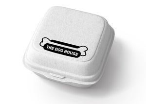 The new logo for The Dog House featured on a takeout container