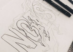 Process work of the illustration featured on Exhibition poster