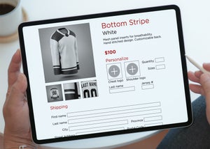 A product page on the tablet breakpoint