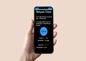 The Network Check page from the app