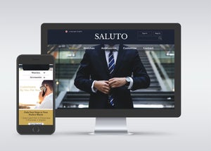 The Saluto landing page on their desktop and mobile breakpoints