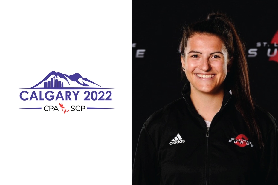 The conference logo sits to the left of a headshot of student Chelsea Cayer