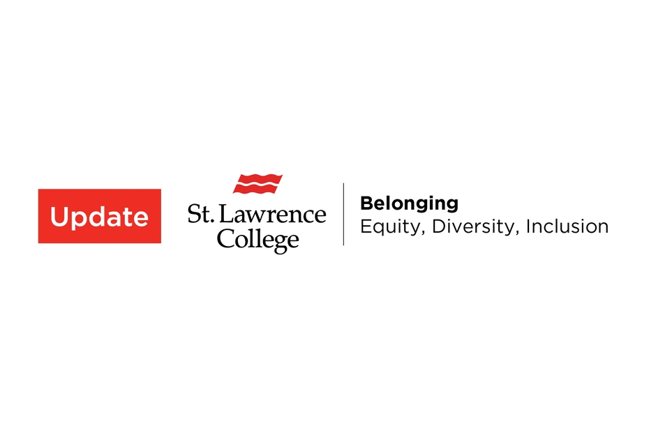 Update. The St. Lawrence College logo is accompanied by the words Belonging, Equity, Diversity, Inclusion