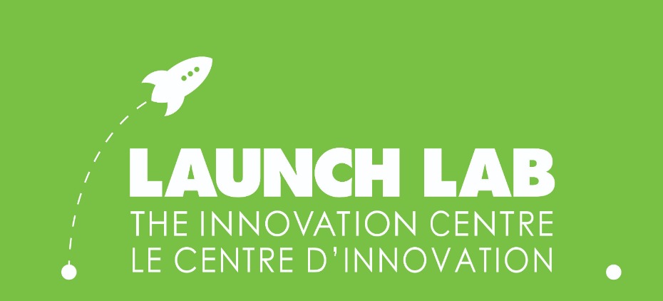 Logo. A rocket flies over the words Launch Lab The Innovation Centre