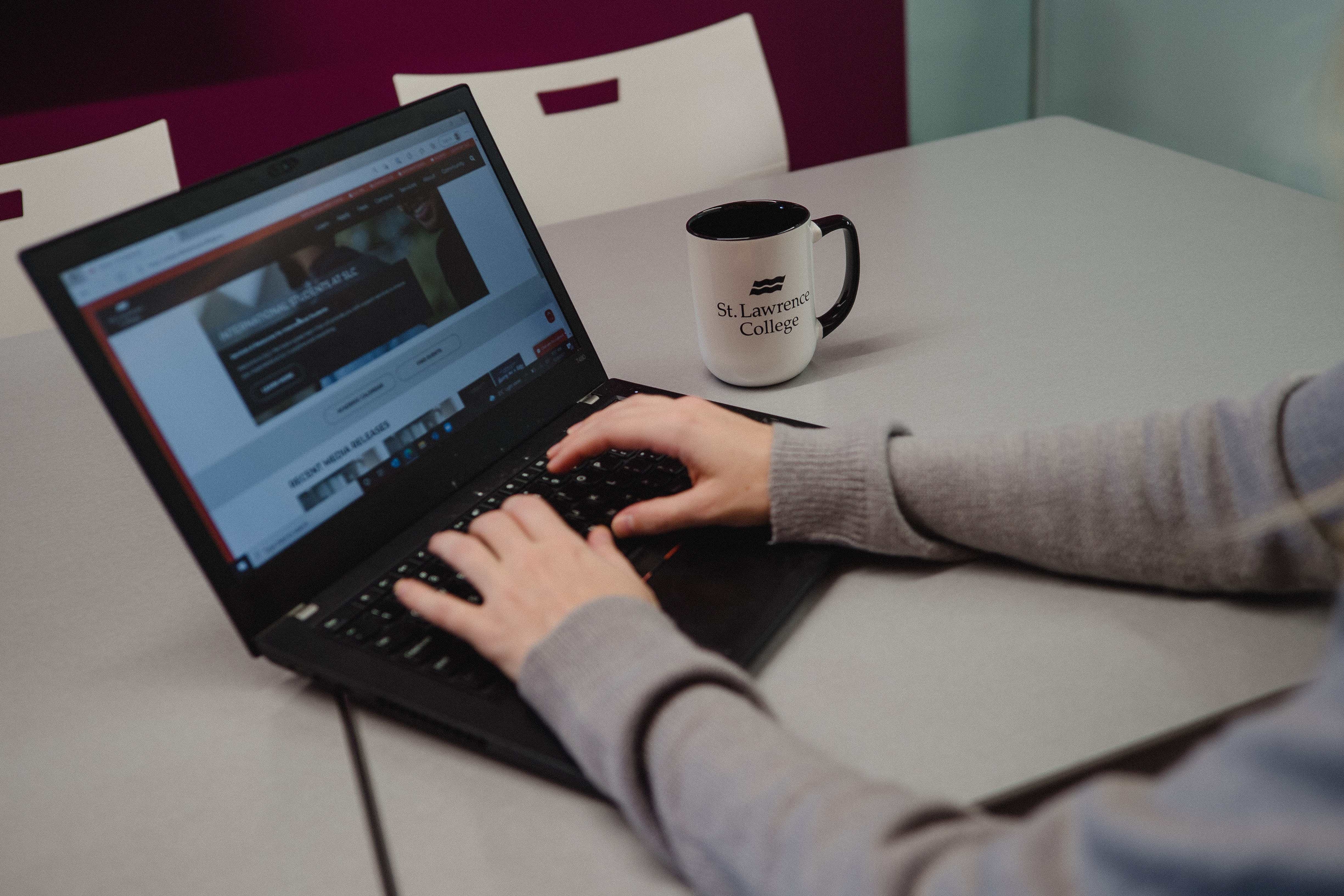 student using laptop